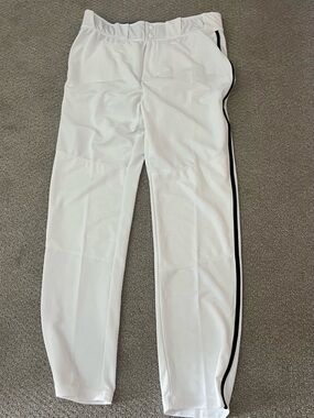 Men's White baseball Pants with Black Side Stripe. NEW